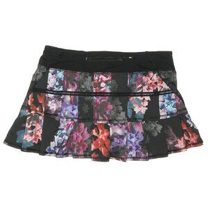 Lululemon Run Pace Setter Tennis Skirt Spring Has Sprung Multi Black floral Sz 8